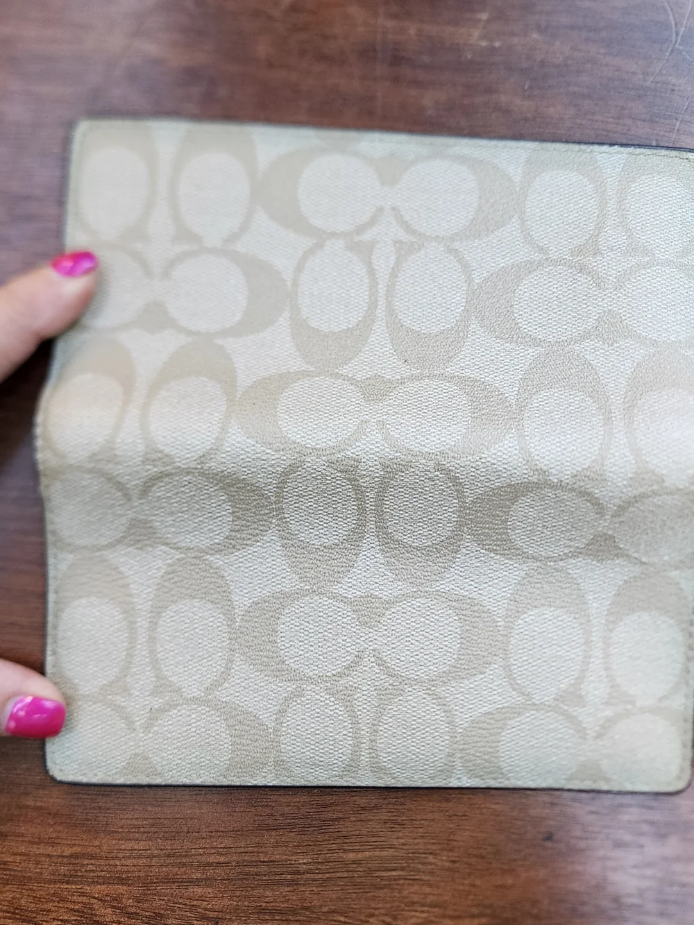 Coach Long Flap Envelope Wallet Light Khaki Beige Signature Canvas Classic